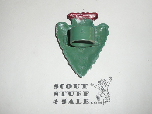 Arrowhead Neckerchief Slide, Plastic, green with red top