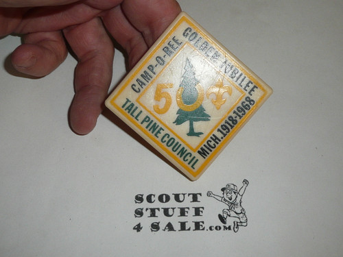 Tall Pine Council 1968 Camporee Neckerchief Slide, Plastic