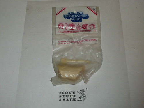 Axe and Log Neckerchief Slide, Molded Plastic, new in package