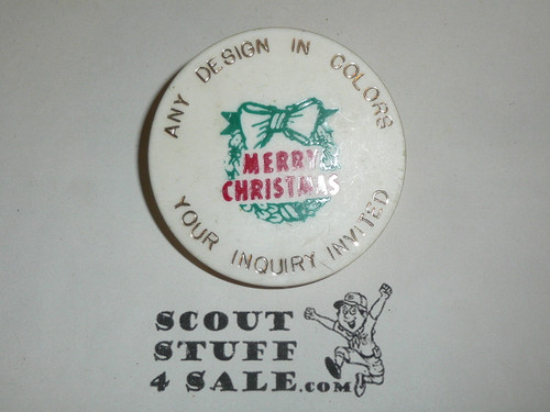 Merry Christmas Promotional Plastic Neckerchief Slide, by Torchy Plastics