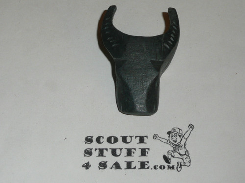 Steer Head Carved Wood Neckerchief Slide #8