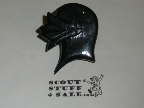 Carved Wood Knight's Helmet Neckerchief Slide