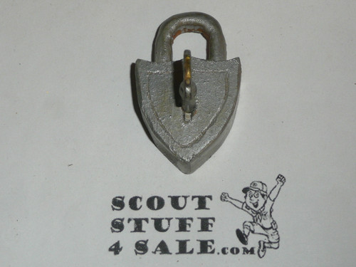 Wood Carved Lock and Key Neckerchief Slide