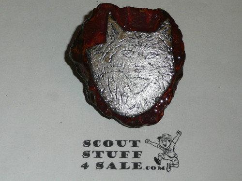 Wood Slice Neckerchief Slide with Cat Face
