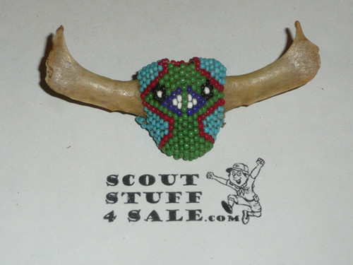 Beaded Steer Neckerchief Slide with Bone Antlers #9