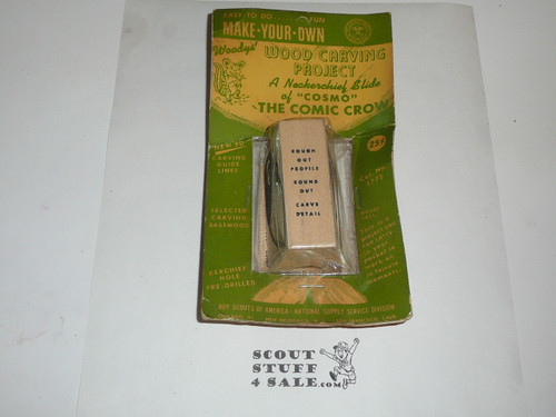 Boy Scout Crow Neckerchief Slide Wood Carving Project, unused