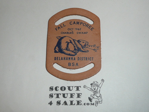 1962 Delahanna District Fall Camporee Leather Neckerchief Slide