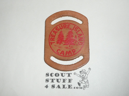 1950's Treasure Island Camp Leather Neckerchief Slide #2