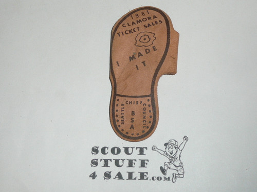 1961 Chief Seattle Council Clamora Ticket Sales Leather Neckerchief Slide