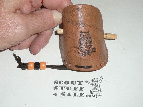 Leather Owl Neckerchief Slide
