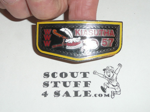 Order of the Arrow Lodge #57 Kiasutha Flap Shaped Metal Neckerchief Slide