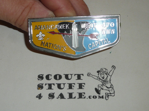 Order of the Arrow Lodge #470 Amangamek Wipit Flap Shaped Metal Neckerchief Slide