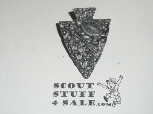 Order of the Arrow Metal Arrowhead Neckerchief Slide with WWW, Arrow and Turtle