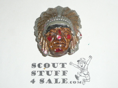 Indian Chief Plaster Neckerchief Slide, painted #7