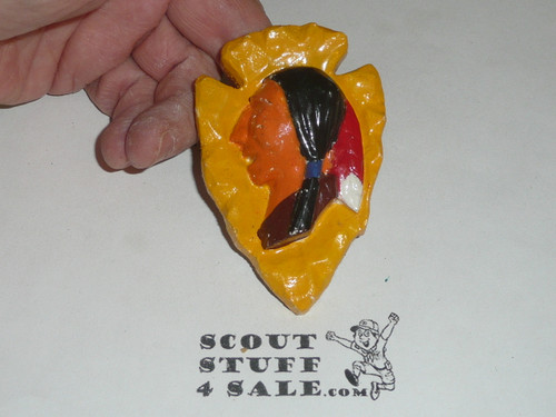 Indianon Arrowhead Plaster Neckerchief Slide, painted