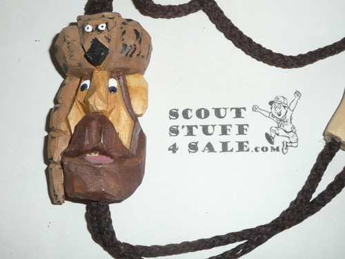 Frontiersman Carved Wood Bolo tie