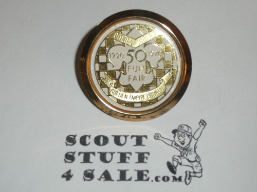 1970 Golden Empire Council 50th Anniversary Fun Fair Metal Neckerchief Slide