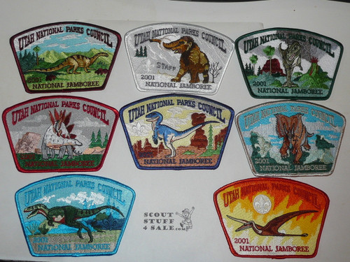 2001 Boy Scout National Jamboree Utah National Parks Council JSP Set of 16, jacket patch, flap patch, round and card set