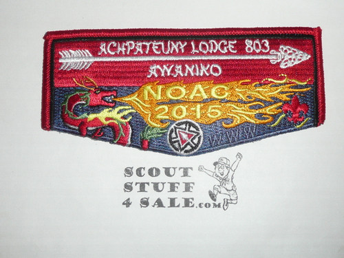 Order of the Arrow Lodge #498 Achpateuny 2015 NOAC Awaniko Flap Patch, Red