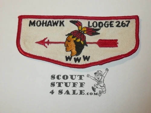 Order of the Arrow Lodge #267 Mohawk f3 Flap Patch, might have been sewn to something but stiff and looks unused