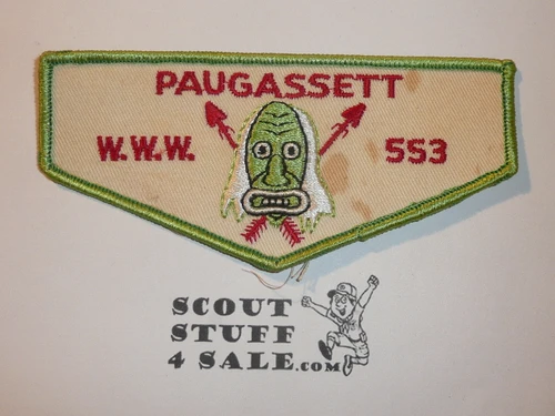 Order of the Arrow Lodge #553 Paugassett f1 First Flap Patch, some spots on twill