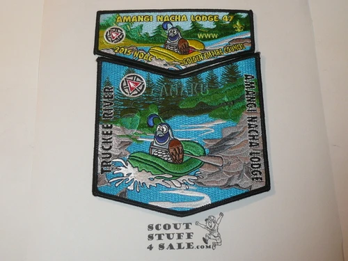Order of the Arrow Lodge #47 Amangi Nacha 2015 NOAC 100th OA Anniversary 2 piece Flap Patch set, Truckee River
