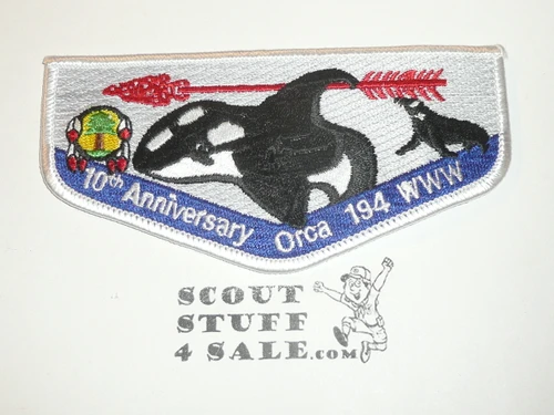 Order of the Arrow Lodge #194 Orca s17 10th Anniversary Flap Patch