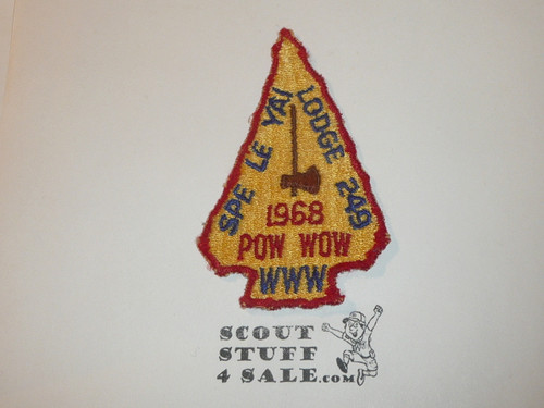 Order of the Arrow Lodge #249 Spe-Le-Yai 1968 Pow Wow Patch, used