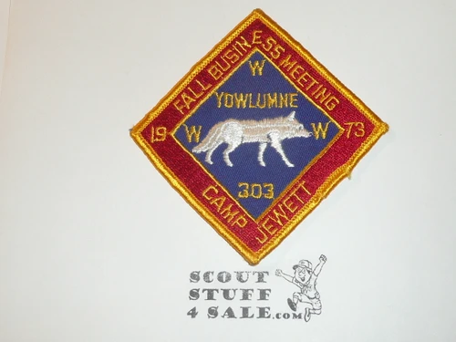 Order of the Arrow Lodge #303 Yowlumne 1973 Fall Business Meeting Patch - Boy Scout
