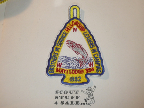 Order of the Arrow Lodge #354 Mayi 1992 Fellowship Patch