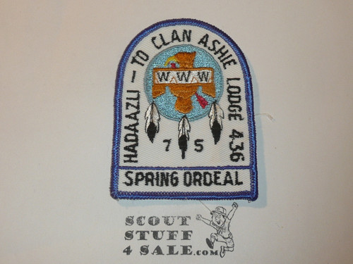 Order of the Arrow Lodge #436 Ashie Hadaazu-To Clan 1975 Spring Ordeal Patch