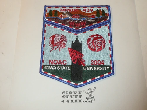 Order of the Arrow Lodge #439 Miwok 2004 NOAC 2 piece Flap Patch Set