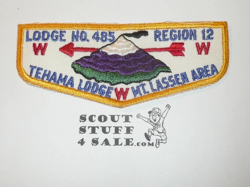 Order of the Arrow Lodge #485 Tehama f1 First Flap Patch, dark green