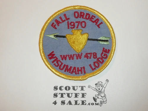 Order of the Arrow Lodge #478 Wisumahi 1970 Fall Ordeal Patch
