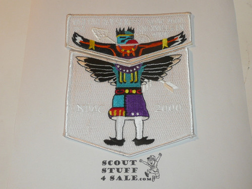 Order of the Arrow Lodge #66 Yah-Tah-Hey-Si-Kess  2000 NOAC 2 piece Flap Patch Set, white