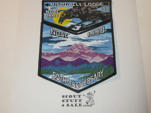 Order of the Arrow Lodge #155 Nisqually 1998 NOAC 2 Piece Flap Patch Set