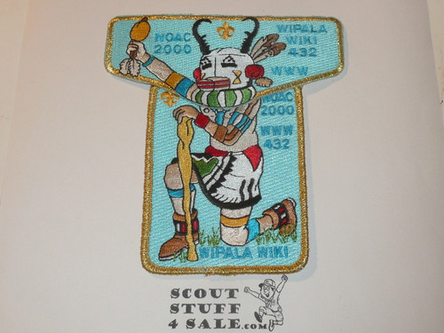 Order of the Arrow Lodge #432 Wipala Wiki 2000 NOAC 2 Piece Flap Patch Set, gold mylar bdr