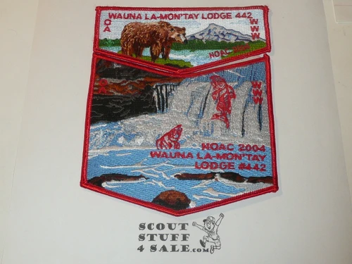 Order of the Arrow Lodge #442 Wauna La-Mon 'Tay 2004 NOAC 2-piece Flap Patch Set