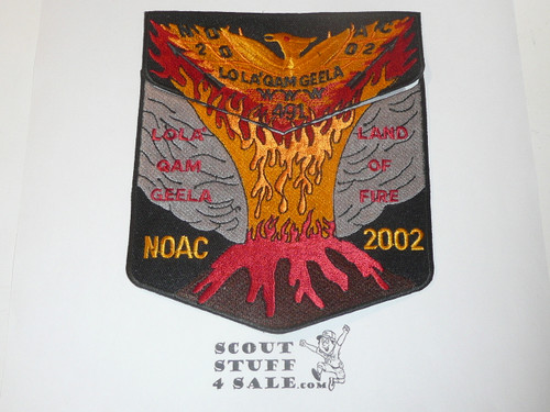 Order of the Arrow Lodge #491 Lo La 'Qam Geela 2002 NOAC 2 piece Flap Patch Set