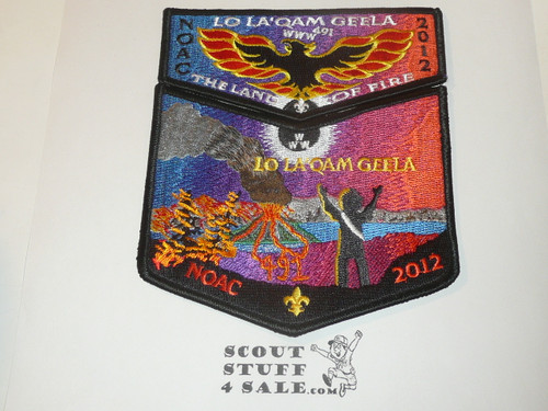Order of the Arrow Lodge #491 Lo La 'Qam Geela 2012 NOAC 2 piece Flap Patch Set