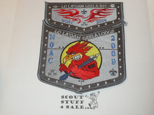 Order of the Arrow Lodge #491 Lo La 'Qam Geela 2009 NOAC 2 piece Flap Patch Set