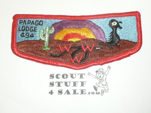 Order of the Arrow Lodge #494 Papago s2 Flap Patch, lite use