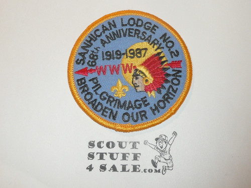 Order of the Arrow Lodge #2 Sanhican 1987 Pilgrimage Patch