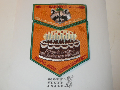 Order of the Arrow Lodge #2 Sakuwit 2009 NOAC 2 piece Flap Patch Set