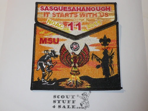 Order of the Arrow Lodge #11 Sasquesahanough 2015 NOAC 2 piece Flap Patch Set