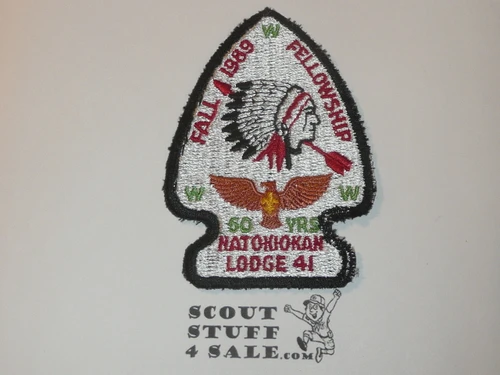 Order of the Arrow Lodge #41 Natokiokan 1989 Fall Fellowship Patch