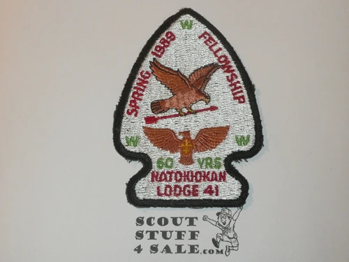 Order of the Arrow Lodge #41 Natokiokan 1989 Spring Fellowship Patch