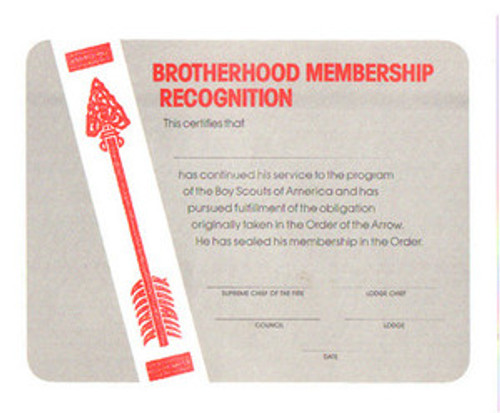 OBSCURE National Issue O.A. Brotherhood Certificate