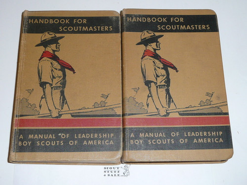 1937 Handbook For Scoutmasters, Third Edition, RARE Matched Pair, Vol 1 is Second printing (Spr-37) & Vol 2 is First printing (Spr-37), Both in very good Condition