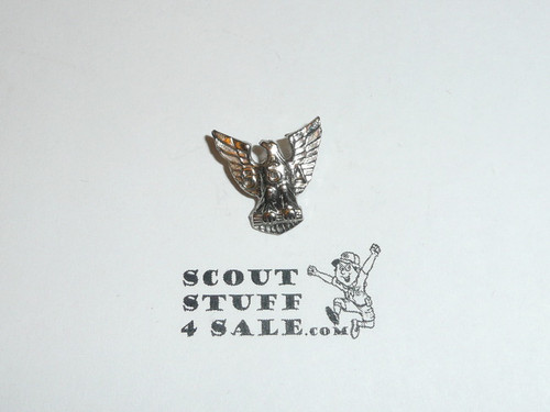 Eagle Scout Lapel Pin, 1970's STERLING Silver, Stange hallmark raised